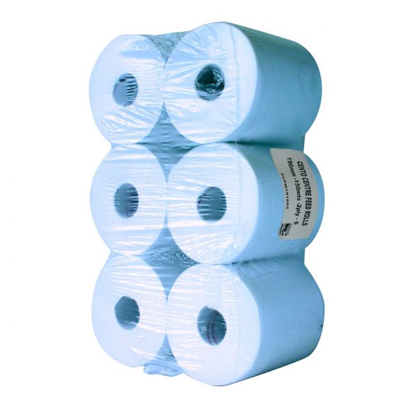 Image for Centre-Feed Paper Roll - Blue Pack of 6 x 150m 2 Ply