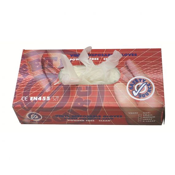 Image for Powder Free Vinyl Gloves - Clear Pack of 100 Size L