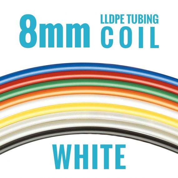 DM Fit LLDPE Tubing - 8mm OD - White - 200m Coil