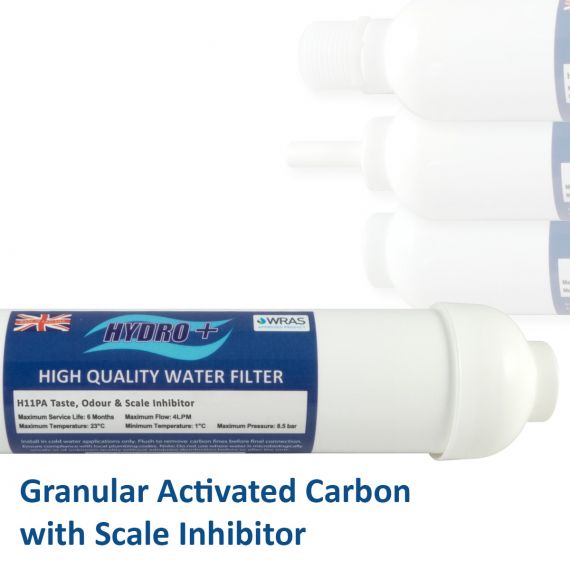 Hydro+ GAC Inline Water Filters with Scale Inhibitor
